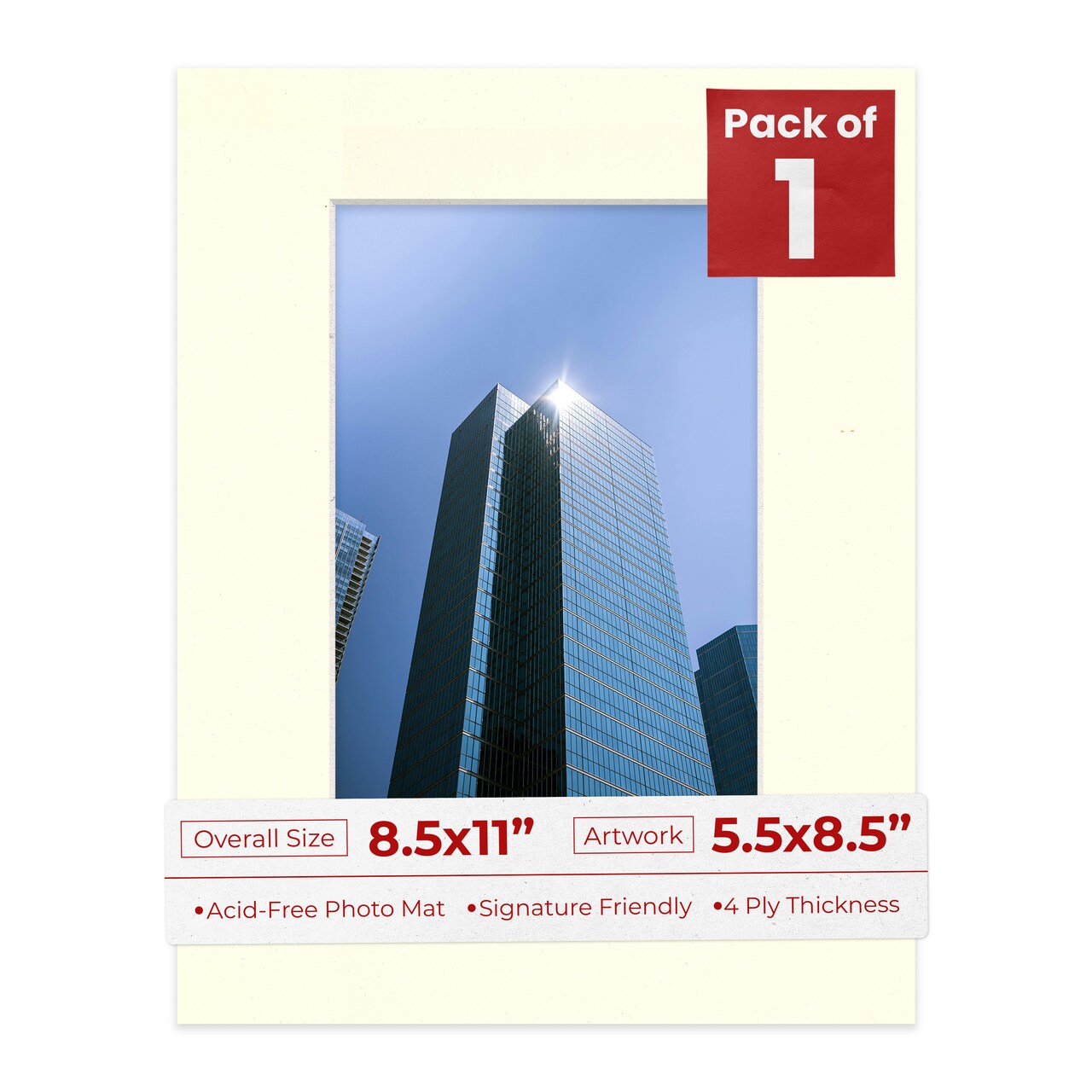 Cream Linen Mat Board for 8.5x11 Frames - Fits 5.5x8.5 Photos